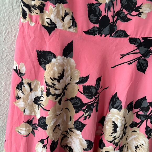 Betsey Johnson Pink Floral Fit and Flare Pleated Mini Dress Size 6 - Picture 3 of 10